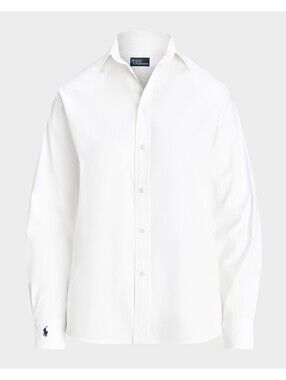 Polo Ralph Lauren Womens Relaxed-Fit Cotton Shi White L